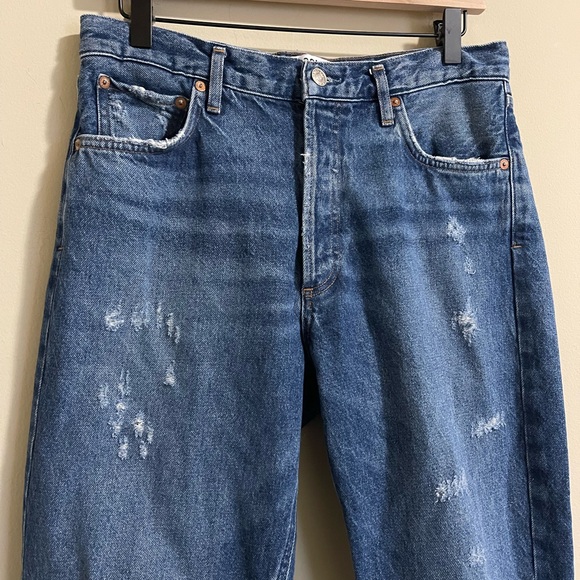 Agolde Womens Jamie Straight Leg Feel Good Distressed Jean Size 28 Frayed Hem - Picture 3 of 7